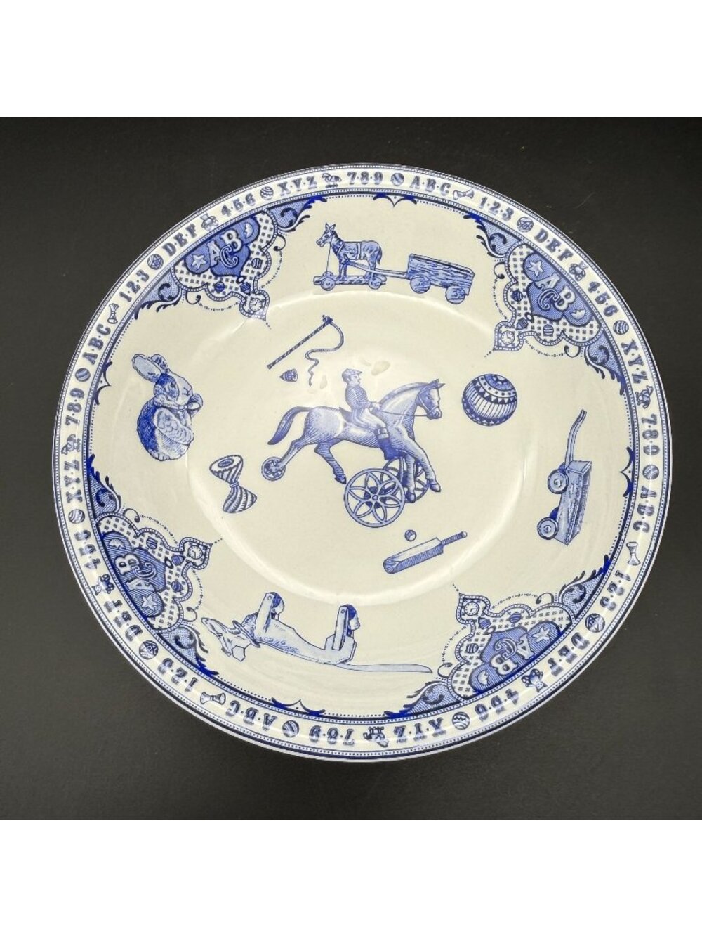 Spode Edwardian Childhood Coupe Cereal Bowl Blue Transferware England 6-in